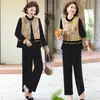 Traje Elegante y Grandioso de Terciopelo Dorado de Otoño para Mamá 2025 Nuevo Top de Estilo Chino para Mujeres de Mediana Edad y Mayores