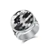 Anillo Europeo y Americano Retro de Acero de Titanio para Hombre, Medalla Sagrada de Exorcismo de San Benito, Joyería de Acero Inoxidable para Mano con Personalidad de Nicho