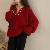 Suéter Naranja con Cuello en V y Torcido para Mujer 2024 Nuevo Estilo Otoño e Invierno Suave Elegante Jersey Tejido Top Holgado Chaqueta