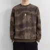 Sudadera negra moderna para hombre, otoño e invierno, cuello redondo, corte holgado, estampado jacquard de cielo estrellado, cálida y gruesa, estilo nuevo, prenda de abrigo a la moda