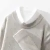Tricô Masculino Gola Redonda 12 Gauge 100% Lã Outono e Inverno Casual de Negócios Tricô Anti-Amassar de Fio Penteado de Contagem Alta Camada Base Masculina