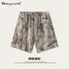 Secagem ao Ar Livre 2025 Outono e Inverno Europeu e Americano Retrô Camuflagem Deserto Veludo Moletom com Capuz Conjunto de Shorts Largos para Homens