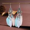 Pendientes de Plumas de 13+1 Colores Pendientes Artesanales Redondos con Gota de Aceite Estilo Étnico Retro Resort Tu Tixi