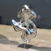 Escultura Grande para Jardim de Água em Aço Inoxidável Personalizável, Escultura Decorativa de Paisagismo com Formato Abstrato Espelhado para Exterior