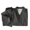 Conjunto de Pijama de Dos Piezas para Hombre de Algodón Nube Doble Largo para Primavera y Otoño Cárdigan Simple con Solapas Ropa de Casa Se Puede Usar Afuera Delgado