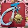 Chaveiro Pingente Ouro Puro 999 Desenho Animado Fofo Gato Kt Bolinho de Arroz Corrente para Celular Pingente Atacado