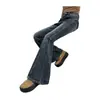Jeans de Pierna Ancha de Cintura Alta en Colores Oscuros para Niñas, Pantalones Acampanados Rectos Sueltos, Versátiles y de Moda, Nuevo Estilo de Otoño