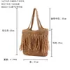Bolsa de Hombro Grande de Tejido a Mano con Borlas Largas, Estilo Nuevo, Moda Versátil para Vacaciones en la Playa, para Mujer