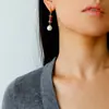 26 Modelos de Primavera de Pendientes de Piedra Natural y Perlas Europeas y Americanas para Mujer, Clips para Orejas y Accesorios para Orejas de Ágata Turquesa Colorida Estilo Étnico Vintage
