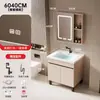 Conjunto de mueble de baño de aluminio tipo panal de pie con lavabo cerámico integrado, lavabo, mueble tocador y mueble espejo