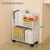 Estantería rodante con ruedas para almacenar libros, adecuada para estudiantes, uso doméstico y como estantería pequeña o estante de almacenamiento de pie junto a un escritorio