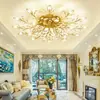 Lâmpada de Teto de Cristal com Galhos e Folhas de Luxo Acessível Moderna Simples de Ponta para Quarto Americano Sala de Estar Sala de Jantar Estilo Europeu LED