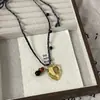 Collar de Cuerda Trenzada con Colgante de Corazón Dorado Casual de Moda Cadena Versátil Simple para Clavícula de Chica Dulce Fresca Picante para Mujeres