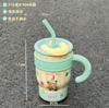 Vaso de agua con pajita de gran capacidad y alto valor para niñas, bonito vaso de hielo portátil de acero inoxidable 316 de una tonelada