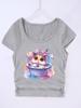 Camiseta de niña con patrón popular transfronterizo que se puede hacer DIY 4-14 años de edad con estampado de dibujos animados para niñas deportiva y de ocio tops de color puro