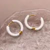 Pendientes de Aro Redondos Coloridos con Goteo de Aceite de Acero Inoxidable Estilo Europeo y Americano Nicho para Mujer Pendientes de Aro Versátiles de Alta Gama Venta al por Mayor