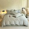 Clase de Lujo Ligero Grado A Algodón Lavado y Lino para Maternidad e Infancia Juego de Cuatro Piezas Funda de Edredón Individual Dormitorio de Estudiantes Cama Sábanas de Cama Juego de Tres Piezas para el Hogar