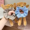 Scrunchie de pelúcia 3D super fofo de urso xadrez acessório de cabelo chique estiloso de alta qualidade feminino