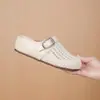 Verano Suela Gruesa Tejido Nuevo Estilo Slip-On Mujer Hueco Transpirable Punta Cerrada Medias Zapatillas Versátiles y de Moda