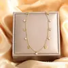 Estilo Ins Europeo y Americano Cadena para Clavícula Versátil de Acero Inoxidable con Circonita Joyería de Moda Simple de Gama Alta Entrega Directa de Fábrica