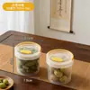 Contenedor de plástico transparente redondo BNBSR con asa, sello hermético, apto para almacenar aceitunas y otros alimentos en conserva