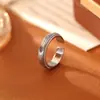 Anel de Onda de Água com Design Criativo, Brilhante, Simples, Moderno, de Alta Qualidade, Anel Aberto Versátil, Anel Ajustável de Banda Lisa