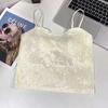 Terciopelo Dorado Hermosa Espalda Ropa Interior Femenina Una Pieza Copas Fijas Tirante Ajustable Tirante Color Sólido Corte Ajustado Cuello Redondo Chaleco para Mujer