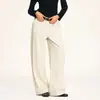 Calça de Alfaiataria Feminina Wide-Leg com Caimento e Cinto, Calça Longa Reta Solta, Simples para o Dia a Dia, Temperamento Versátil, Calça de Alfaiataria Casual