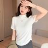 Camiseta de Manga Corta con Cuello Alto Estilo H338 Pure Lust para Mujer Verano Ajustada Camiseta Básica para Ropa Interior y Exterior Top Ins Trbottom