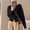 Cárdigan Exterior Corto de Punto Gris para Mujer Otoño Invierno 2026 Nuevo Holgado Engrosado Cardigan con Cremallera Jersey de Punto de Manga Larga