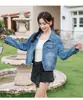 Otoño e Invierno Nuevo Estilo Coreano Casual Retro Moda Versátil Holgada Corta Mezclilla Manga Larga Chaqueta Mujer Azul Otro Algodón