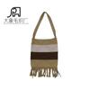 Bolso bandolera de hombro de Amazon, gran oferta 2023, para mujer, con diseño de borlas de colores contrastantes y almacenamiento, de punto.