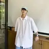 Camisa de manga curta masculina verão ins estilo Hong Kong malandro bonito cor sólida camisa solta moderna marca moderna tamanho plus jaqueta de manga três quartos