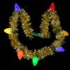 Collar navideño Coolette con luz LED intermitente, decoración para árbol de Navidad, guirnalda de lana a rayas, joyería luminosa navideña.