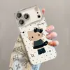 Diseño de Gato de Lunares Adecuado para Funda de Teléfono Apple 17 Promax iPhone 15 con Pulsera 16 Pequeño Estilo Chanel 14 Estilo Femenino de Dibujos Animados