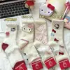 Meias Grossas Fofas Novas com Design Doce de Gatinho Kt Cartoon, Quentes para Outono e Inverno, Meias para Chão de Móveis de Pelúcia, Macias e de Comprimento Médio