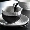 4.5 Tigela de Cerâmica com Textura de Areia Fluida, Tigela Pequena Estilo Japonês para Uso Doméstico, Tigela de Arroz, Tigela de Mingau, Tigela para Comer, Tigela de Macarrão, Louça de Alto Valor Estético