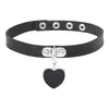 Gargantilla Punk Harajuku Cadena de Cuero Corazón Correa de Cuello Retro Collar para Clavícula Gargantilla de Cuero para Mujer