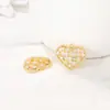 Acessórios de joias semiacabados no atacado material metal cravejado zircônia Pingente de coração pingente para colar pulseira brincos diy