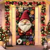 Decoração de Porta Janela de Natal Tecido de Fundo Laço Sino Tema Boneco de Neve Fundo para Fotos Fonte de Fábrica Transfronteiriça