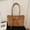 Bolso de mano informal de gamuza y felpa de nicho para mujer, Otoño, Gran capacidad, Moda retro, Estampado de leopardo, Bolso de hombro único para el trabajo/viaje