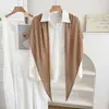 Cachecol triângulo de tricô com lantejoulas, cor sólida, vazado, xale multiuso, pode ser usado como uma capa nas costas com uma camisa, cachecol versátil de seda gelada