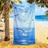 Toalha de Praia com Estampa de Gaivota Transfronteiriça Toalha Esportiva Pássaro Marinho Microfibra Absorvente Estampa Digital Toalha de Banho Grande
