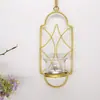Portavelas de Hierro Dorado Nórdico Transfronterizo para Pared con Bandeja Decoración de Pared Simple Adorno Colgante Geométrico Dropshipping