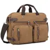 Maletín de Cuero Genuino Canvas para Negocios Transfronterizos Bolso Cruzado Portátil Multifuncional Bolsa Grande para Computadora Bolsa de Viaje Casual