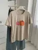 Algodón de Bambú Lavable Bordado de Calabaza Manga Corta Mujer 2026 Verano Delgado Transpirable Algodón Puro Dibujos Animados Camiseta Top Reductora de Edad