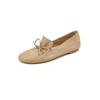 Mocasines de piel de vaca muy suave, con suela blanda, reembolsables, otoño 2022, nuevos zapatos de una sola capa con lazo y cabeza redonda y suela plana para mujer