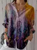 Camisa de Manga Tres Cuartos con Hombro Caído Estampada en 3D para Primavera y Otoño, Nuevo Modelo Popular de Venta Rápida en Sitios Independientes Europeos y Americanos de Amazon Transfronterizo
