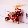 Llavero creativo de elefante de cristal con incrustaciones de diamantes, llavero de animal, accesorios para bolso, colgante de metal, pequeño regalo