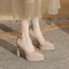 Zapatos de Mujer Mary Jane con Tacón Grueso Jin Gang M11511 Nueva Colección Primavera y Otoño 2025 Plataforma de Tacón Alto Zapatos de Novia Zapatos de Boda